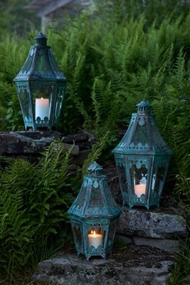 Verdigris Footed Mesh Lantern