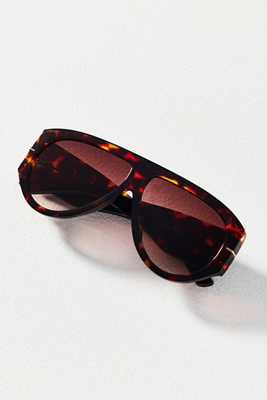 Wrapped Flat-Top Aviator Sunglasses