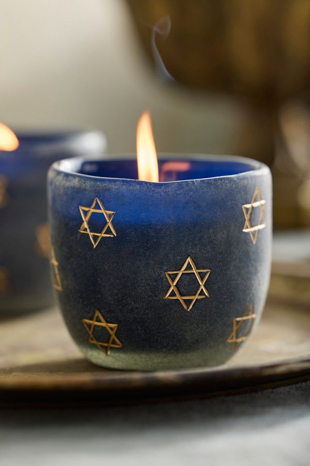 Hannukah Creamy Santal Glass Candles, Set of 3 #1