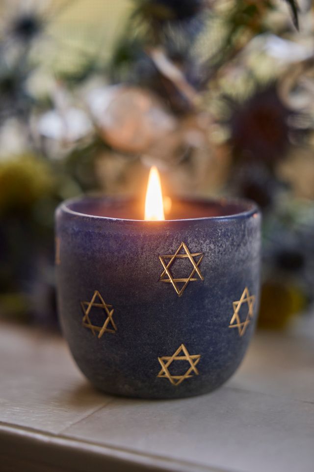 Hanukkah Creamy Santal Glass Candles, Set of 3 #1