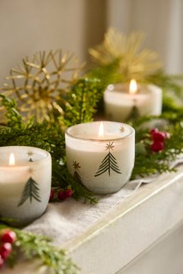 Festive Balsam Cedarwood Glass Candles, Set of 6