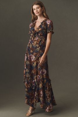 BHLDN Short-Sleeve Ruffle Maxi Dress