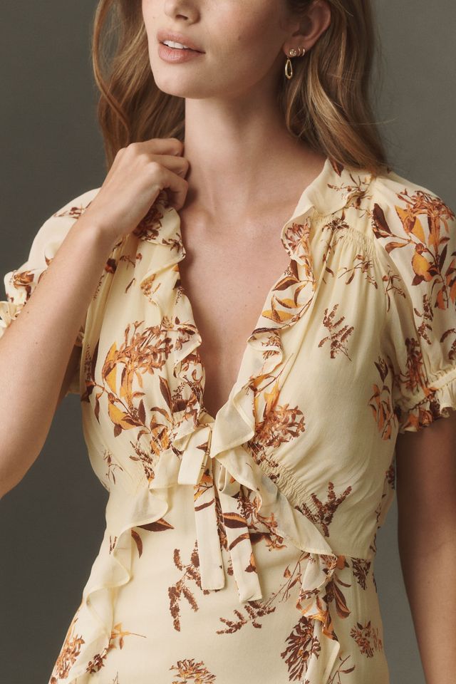BHLDN Short-Sleeve Ruffle Maxi Dress #1