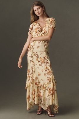 yellow floral wedding guest dress ZAPAKA Women Flower A-Line Midi Tiered Off the Shoulder Dress with Back Zipper, Yellow Flower / US8 this elegant silhouette blends timeless sophistication with modern charmso youll feel confident Yellow Wedding Guest Dresses