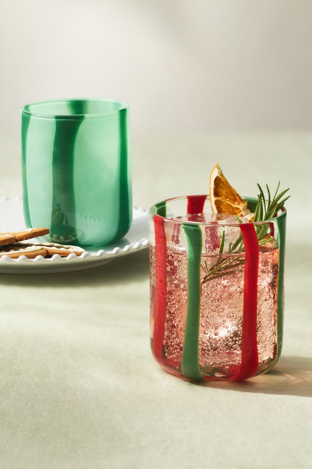 Verre à jus à rayures ruban avec icône des fêtes #4