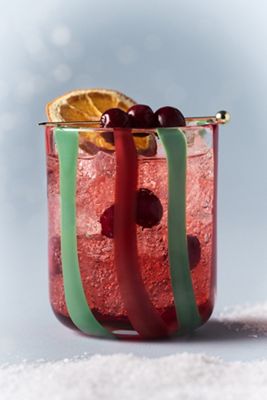 Ribbon Stripe Holiday Icon Juice Glass