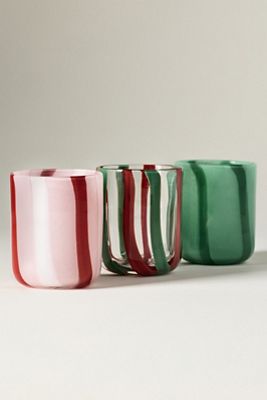 Ribbon Stripe Holiday Icon Juice Glass