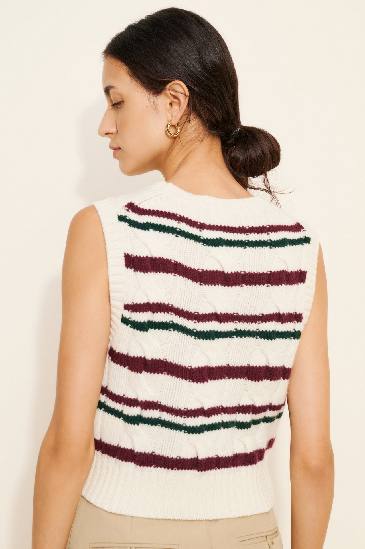 Polo Ralph Lauren Striped Cable Knit Sweater Vest