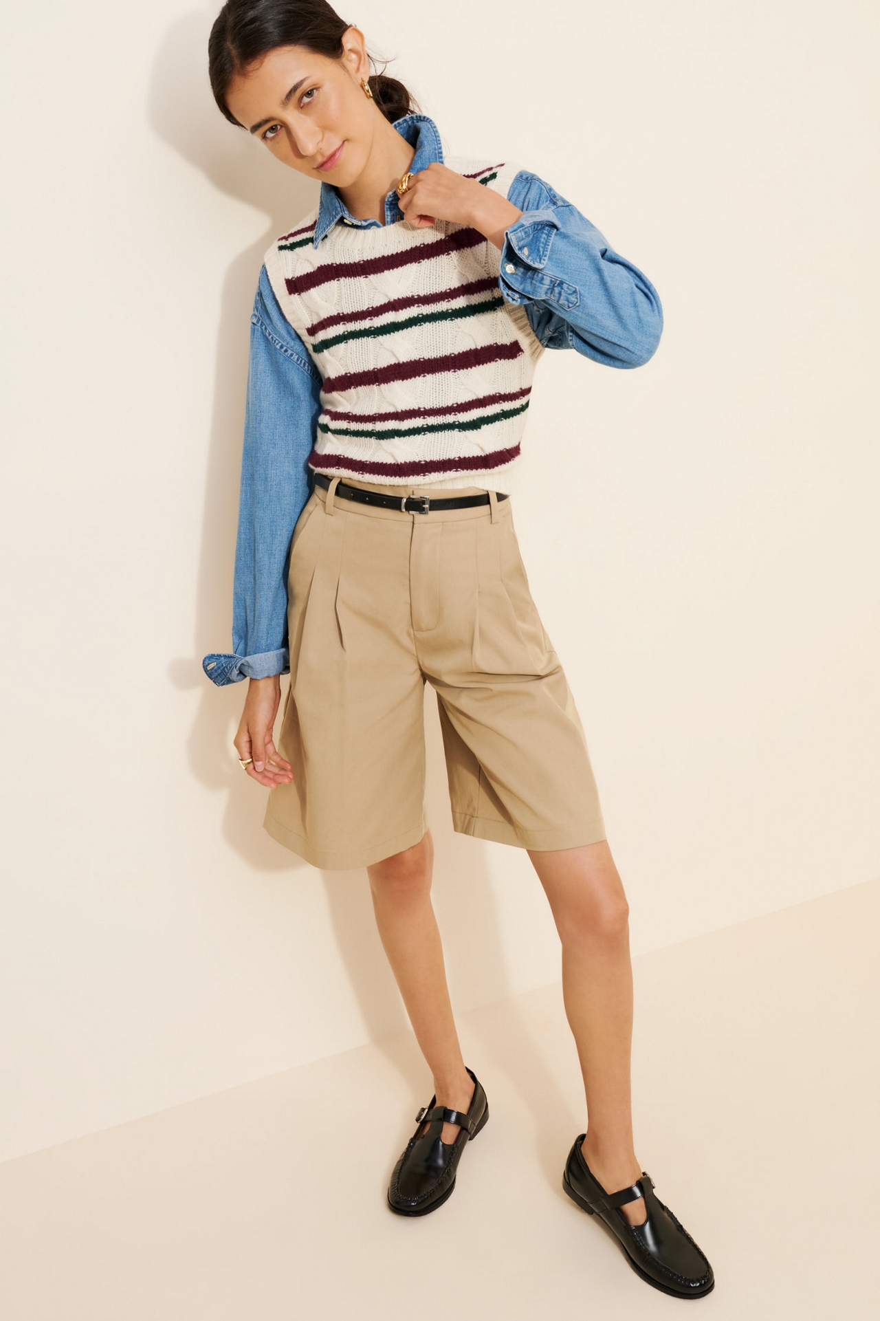 Polo Ralph Lauren Striped Cable Knit Sweater Vest