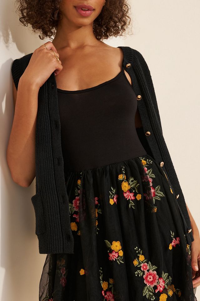 Sleeveless Cardigan Sweater Dress #3