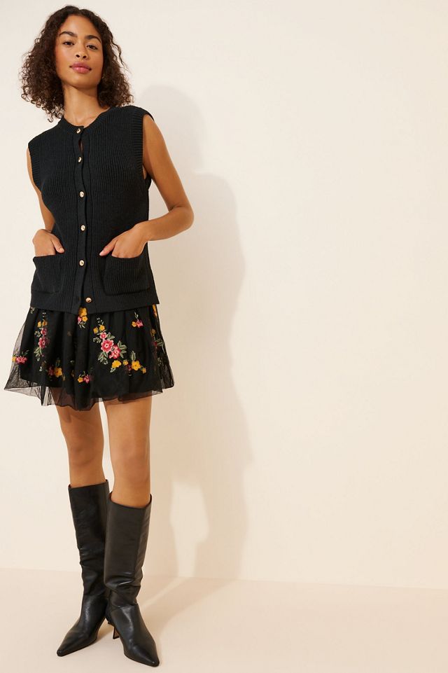 Sleeveless Cardigan Sweater Dress #4