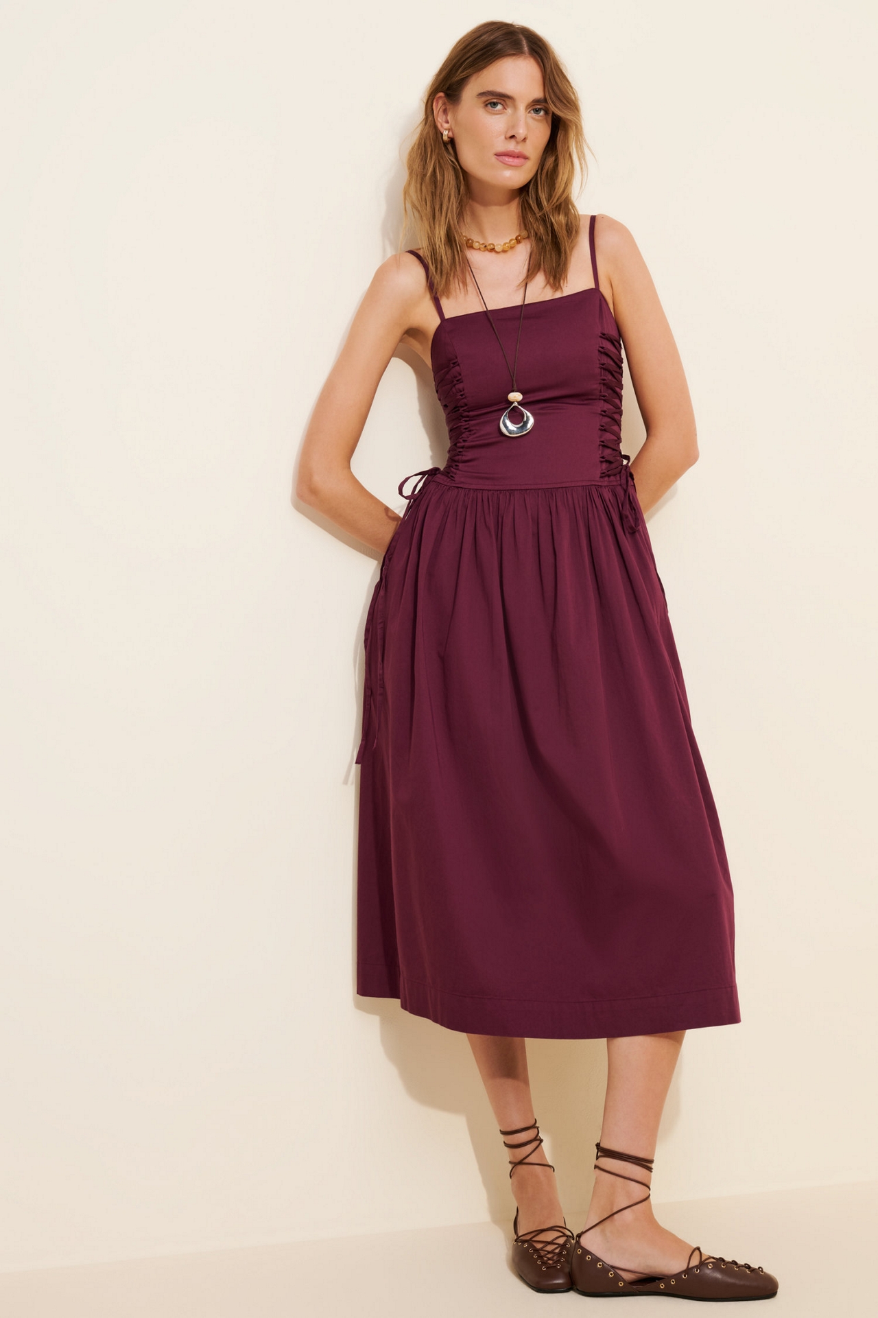 Damson Madder Angelina Cotton Satin Dress