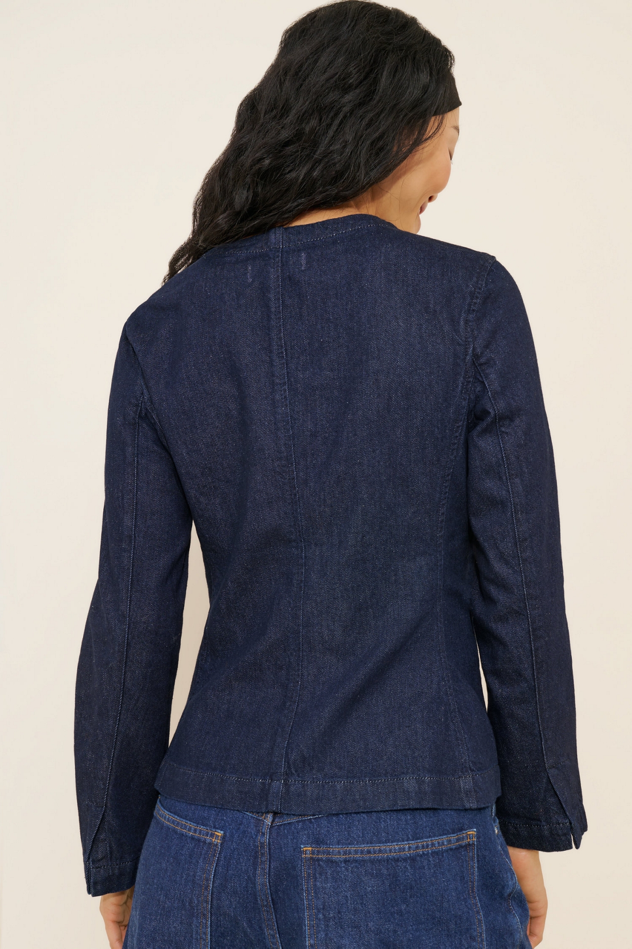 Madewell Denim Collarless Long Sleeve Jacket