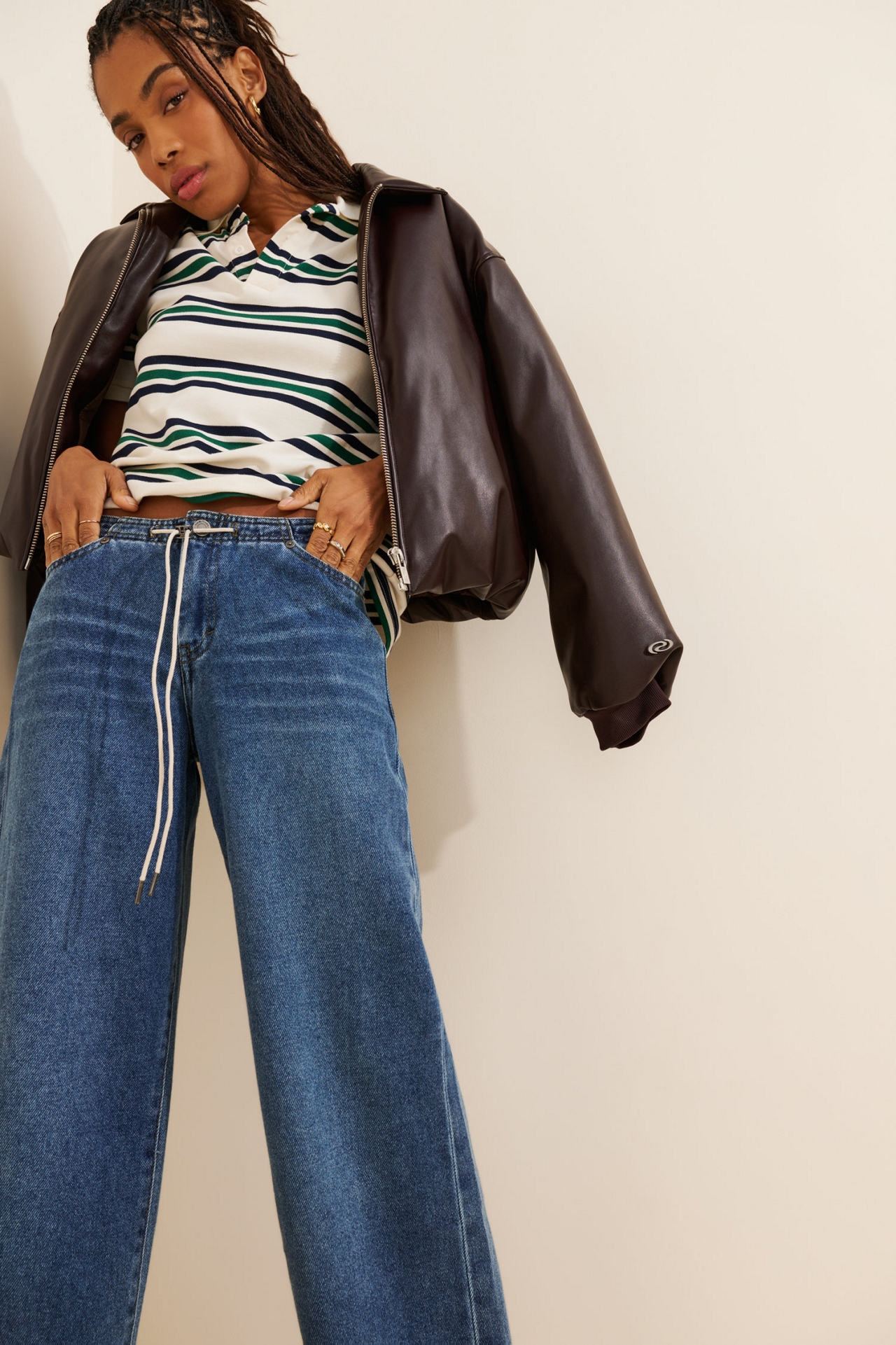 Habitual Jade Drawstring Wide-Leg Jeans