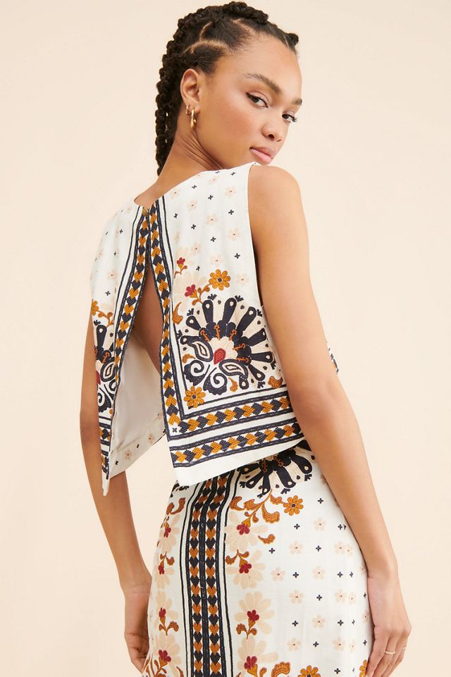 FARM Rio Flower Fan Tapestry Crop Top #1