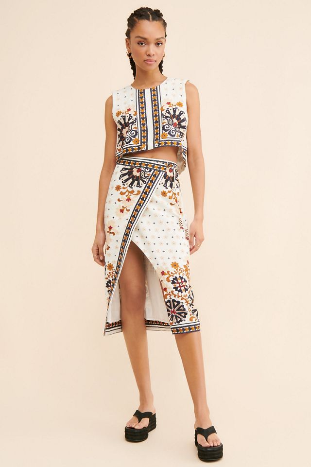 FARM Rio Flower Fan Tapestry Crop Top #3