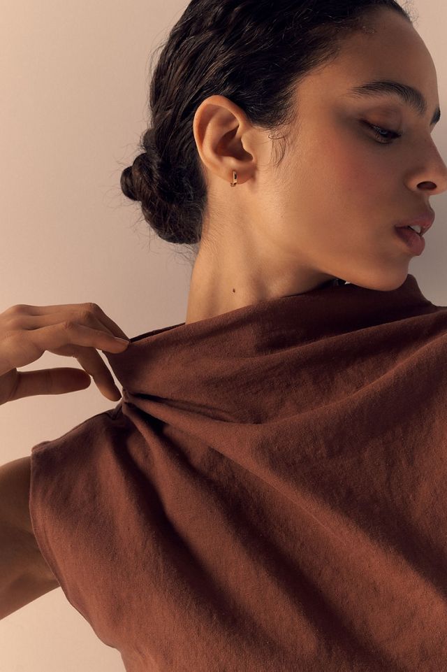 The Maya Ruched Cowl-Neck Dress: Linen Mini Edition #2