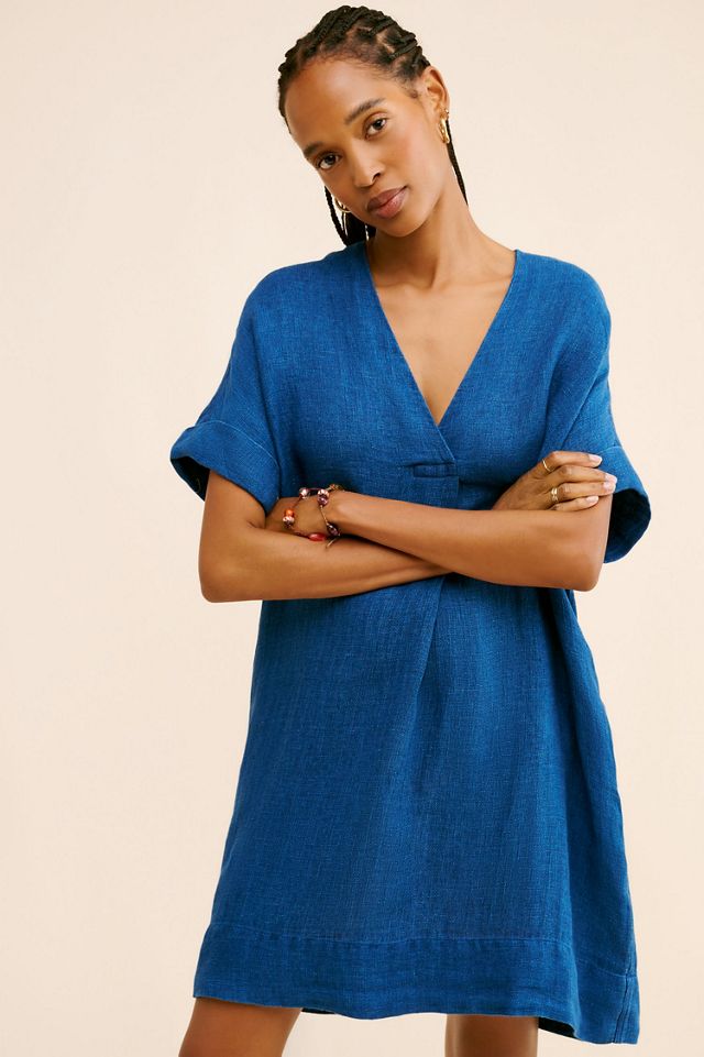 knee length dresses for ladies Sun Strider Linen Camille Mini Dress - Flax main image 1