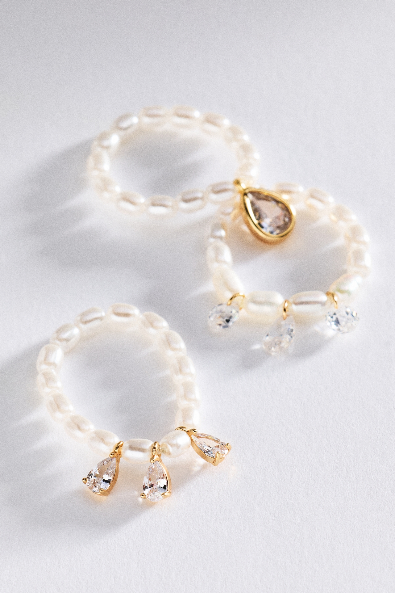 Pearl Stretch Ring, Set of 3