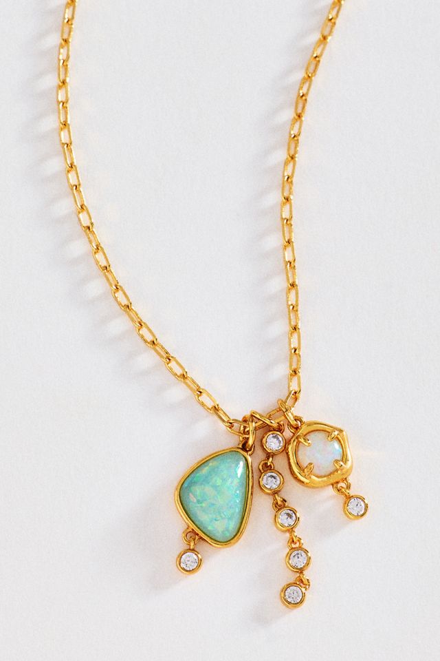 Stone Cluster Pendant Necklace #1