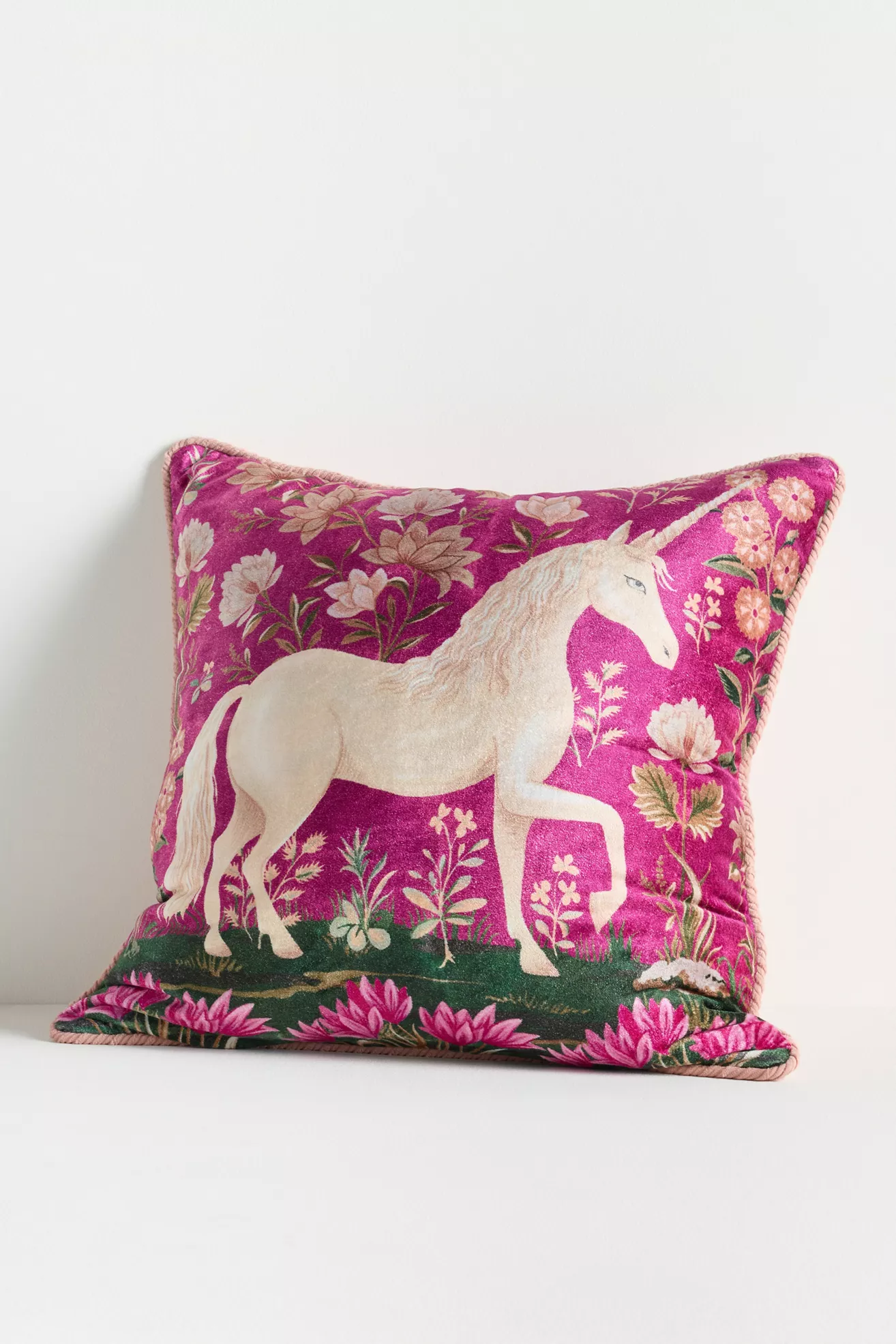 Winter Millefluers Printed Velvet Pillow - thumbnail 5