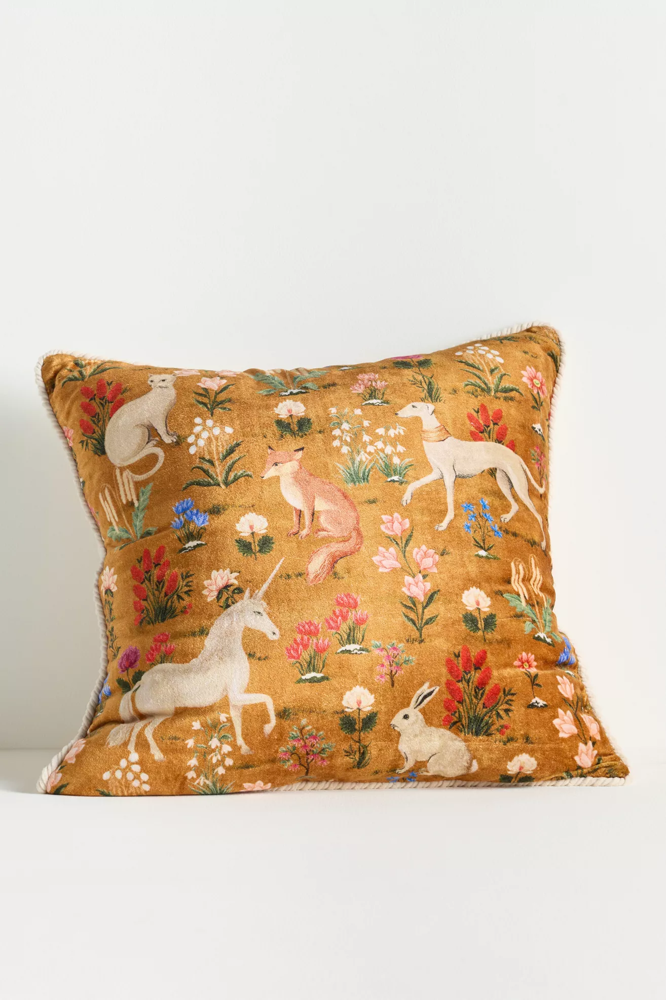 Winter Millefluers Printed Velvet Pillow - thumbnail 2