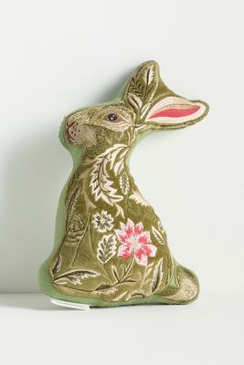Cojín de Algodón Woodland con Conejito Bordado