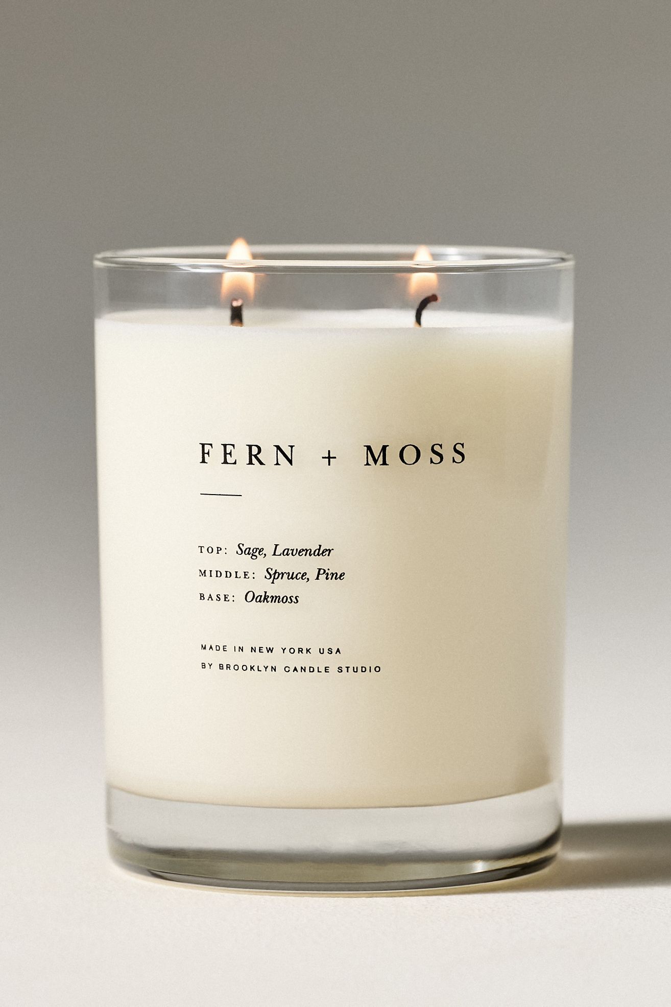 Brooklyn Candle Co. Fresh Fern + Moss Glass Candle - White, M