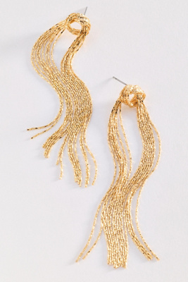 By Anthropologie Women's Gold Chain Fringe Drop Earrings