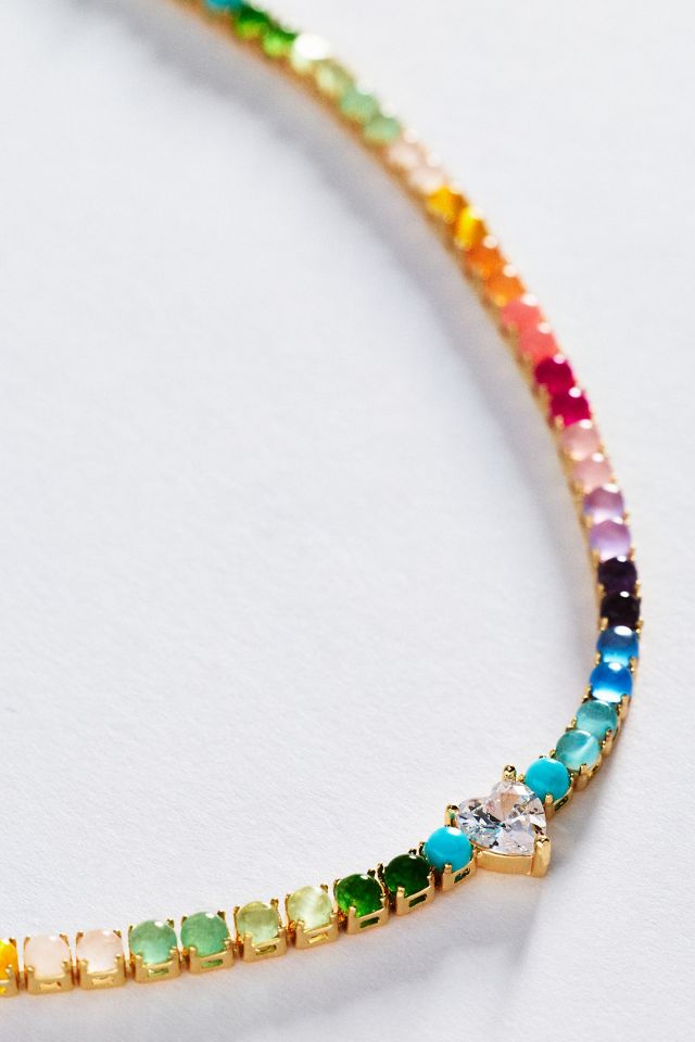 Colorful Beaded Tennis Necklace #1