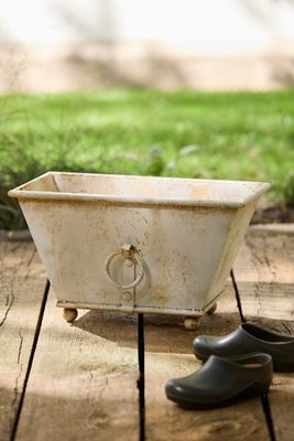 Terrain Antique Ivory Cast Iron Trough Planter, Small