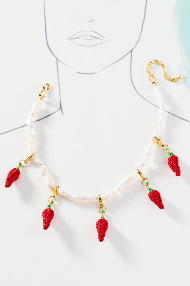 Bamboleira Spicy Chili Pearl Charm Necklace #2