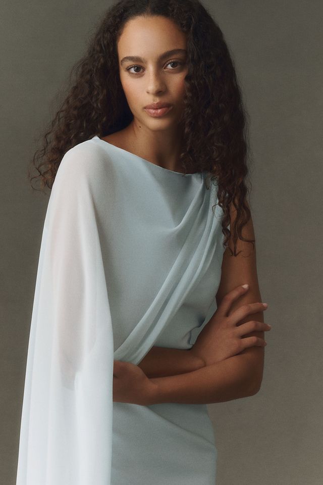 BHLDN One-Shoulder Cape Mini Dress #1