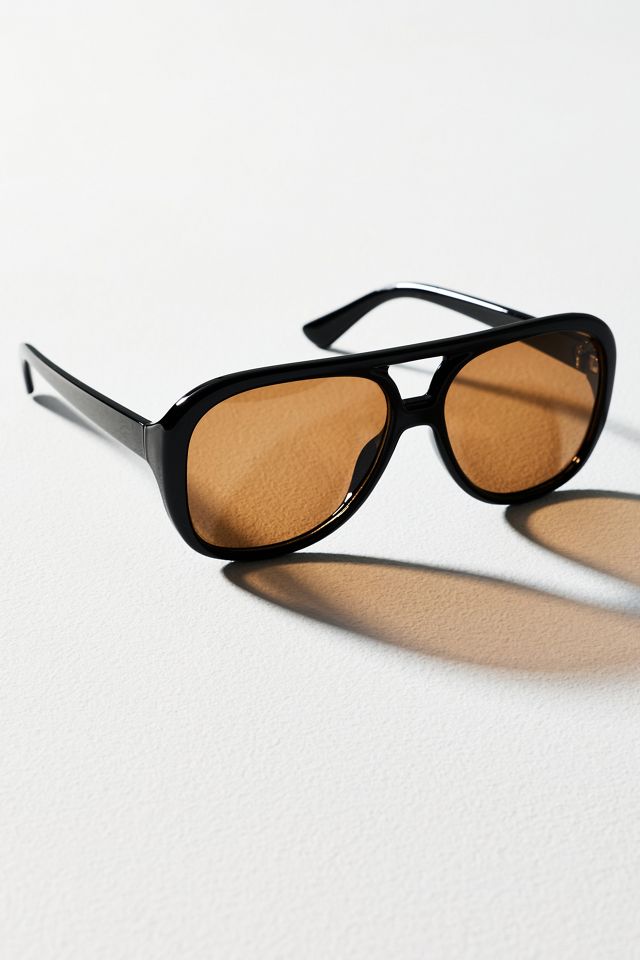 By Anthropologie Flat-Top Curved Aviator Sunglasses #1
