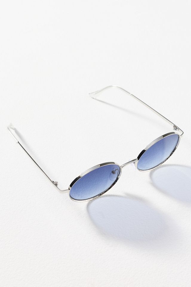 By Anthropologie Brushed Metal Oval Sunglasses #1