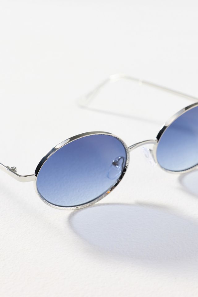 By Anthropologie Brushed Metal Oval Sunglasses #2
