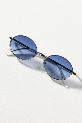 By Anthropologie Brushed Metal Oval Sunglasses