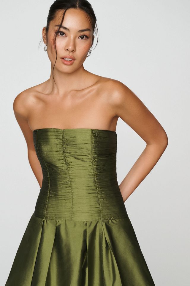BHLDN Drop-Waist Satin Midi Dress #1
