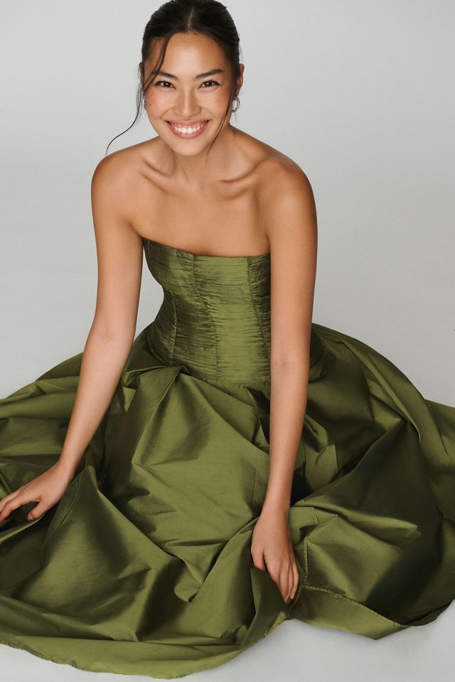 BHLDN Drop-Waist Satin Midi Dress #3