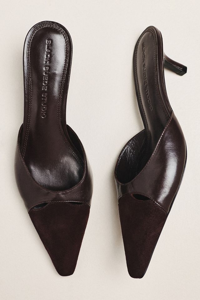 Black Suede Studio Rue 50 Kitten Heel Mules #1