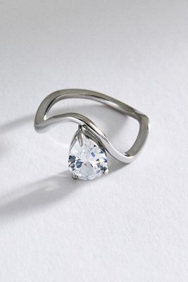 Solitaire Gemstone Water-Resistant Squiggle Ring