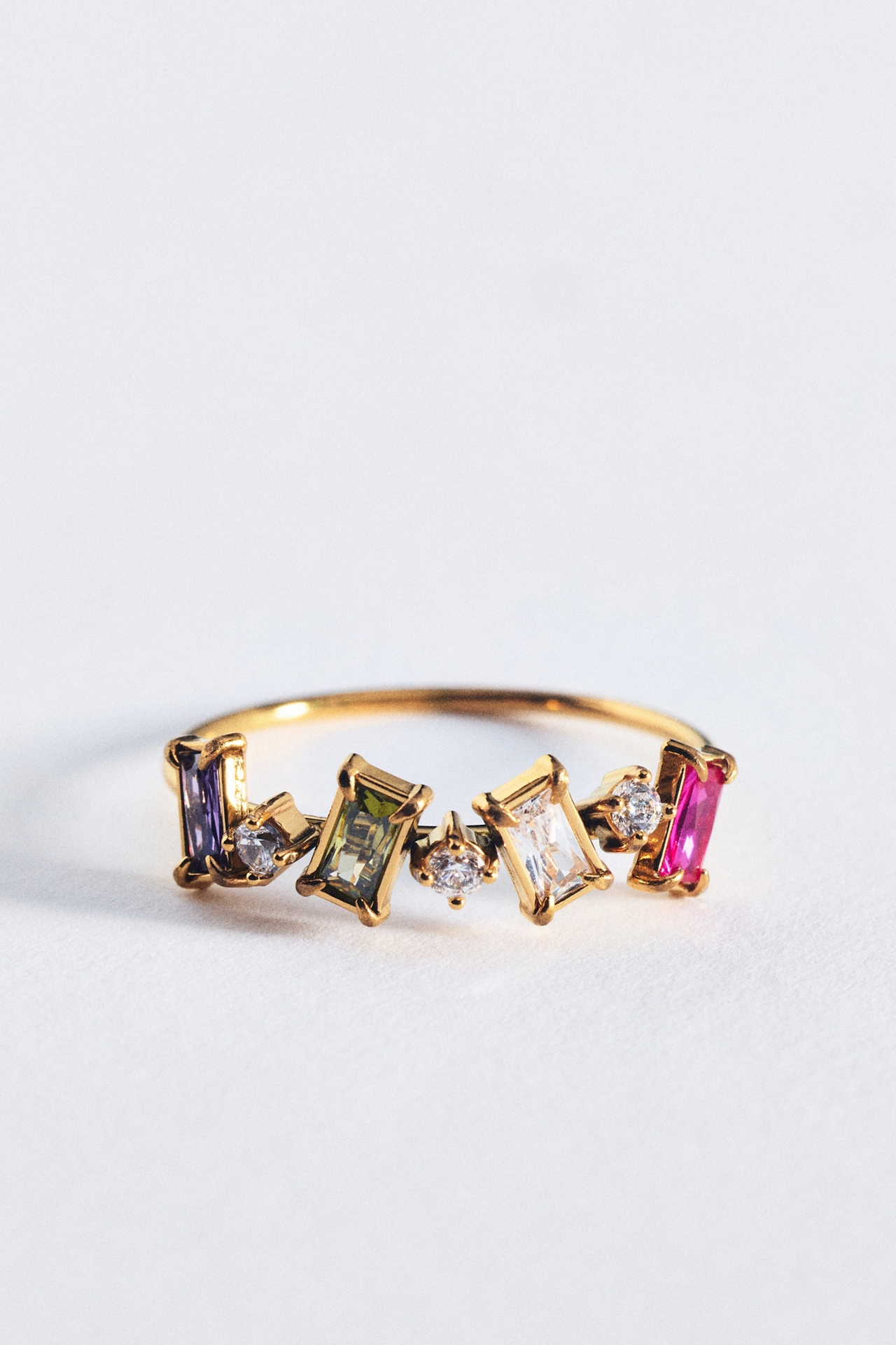 Multi-Color Baguette Crystal Water-Resistant Ring