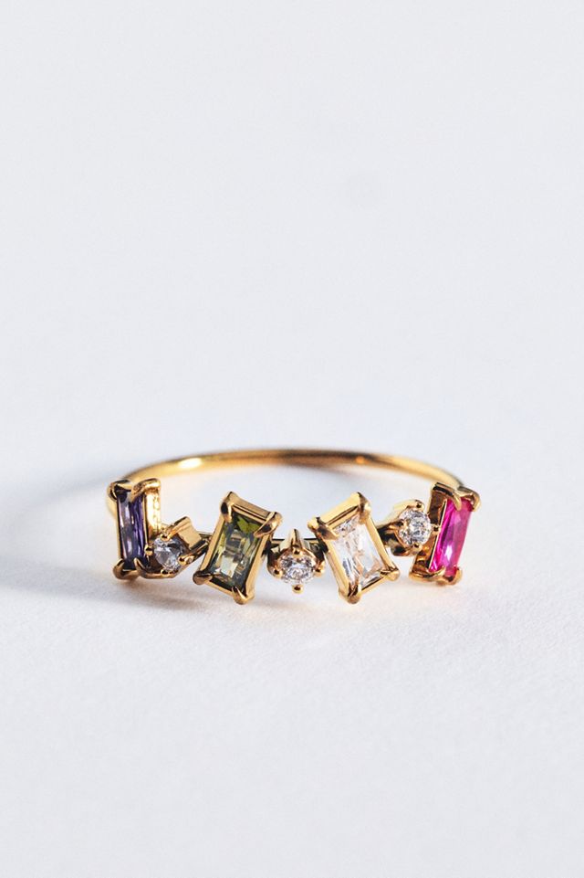 Multi-Color Baguette Crystal Water-Resistant Ring #1