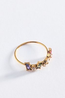 Multi-Color Baguette Crystal Water-Resistant Ring