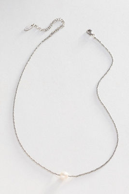 By Anthropologie Women's Silver Delicate Pearl Pendant Necklace