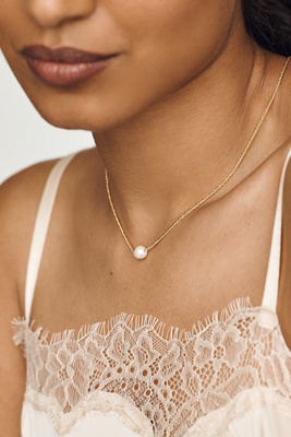 By Anthropologie Women's Gold Delicate Pearl Pendant Necklace