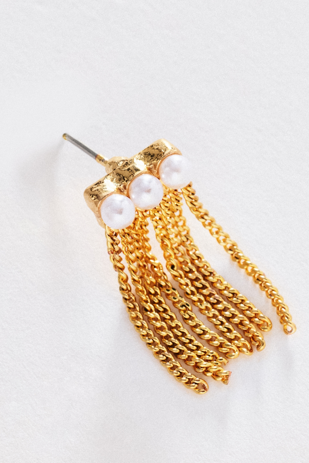 Pearl Bar Fringe Drop Earrings