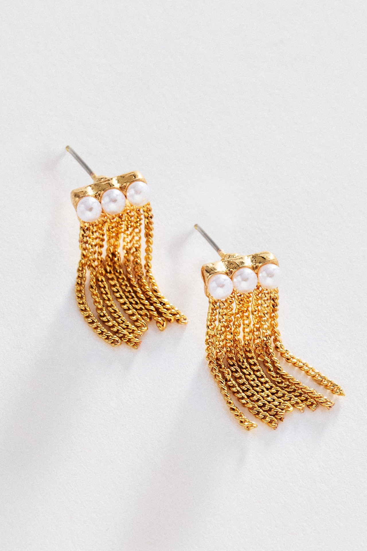 Pearl Bar Fringe Drop Earrings