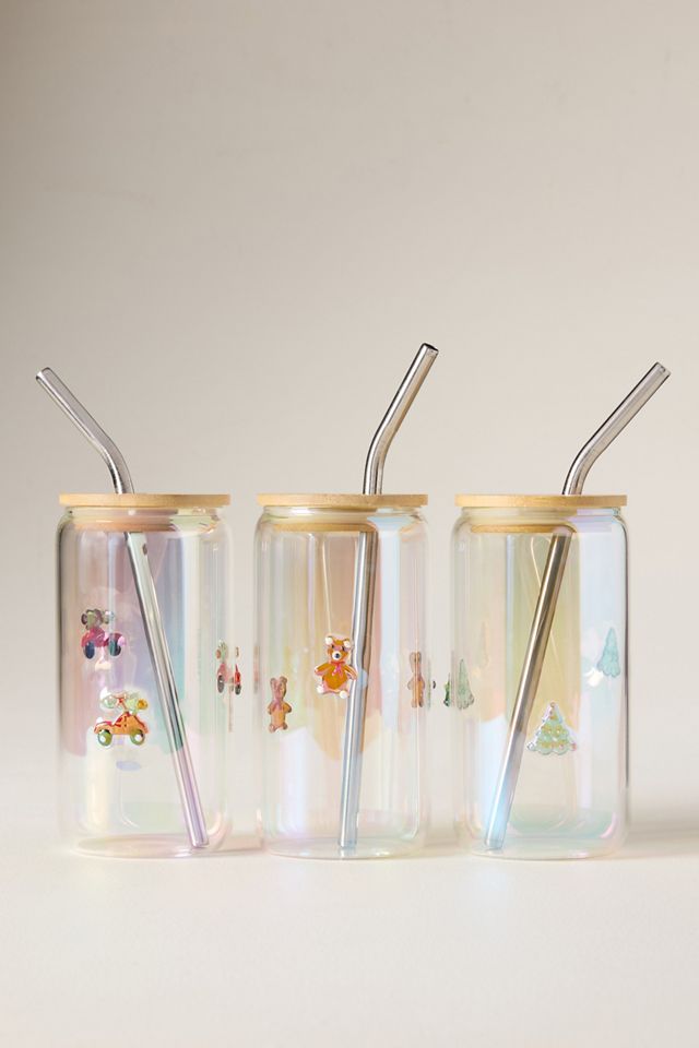 Festive Lustered Icon Juice Glass Tumbler With Lid #1