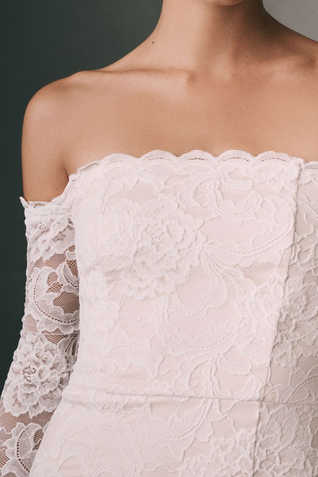 BHLDN Lace Off-The-Shoulder Mini Dress #1